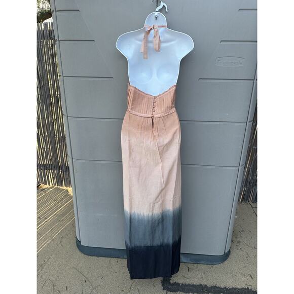 St Roche Dream Maxi Dress Halter Pockets Pink Black Resortwear Silk Blend Sz 10 - Picture 10 of 15